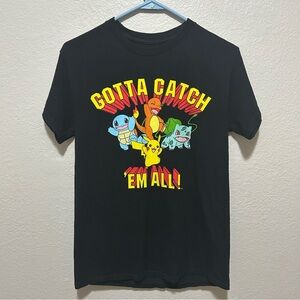 Pokémon Starter Squad Tee Women’s Retro Anime Shirt Size Small Black